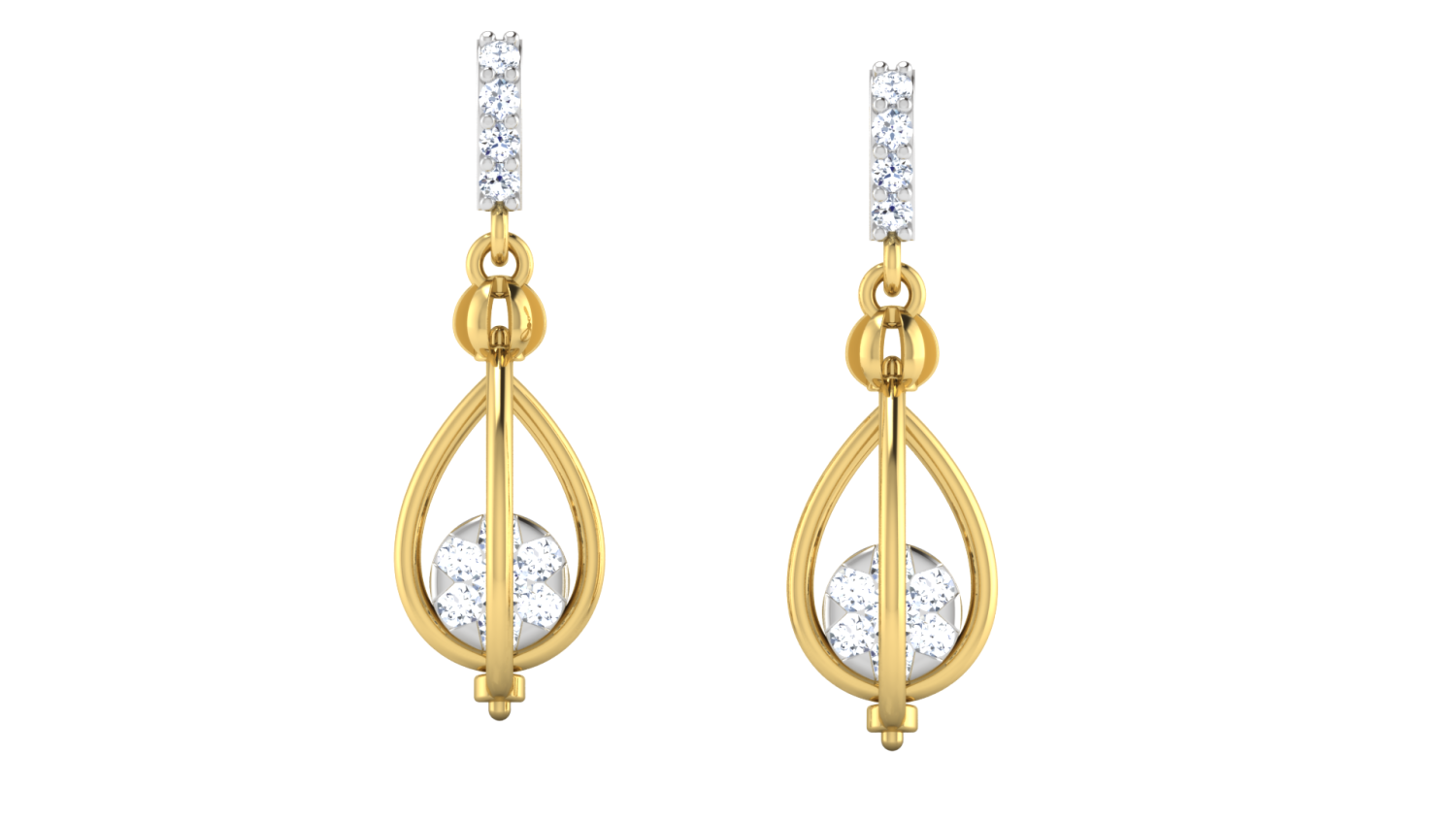 Golden Grid Pavé Earrings