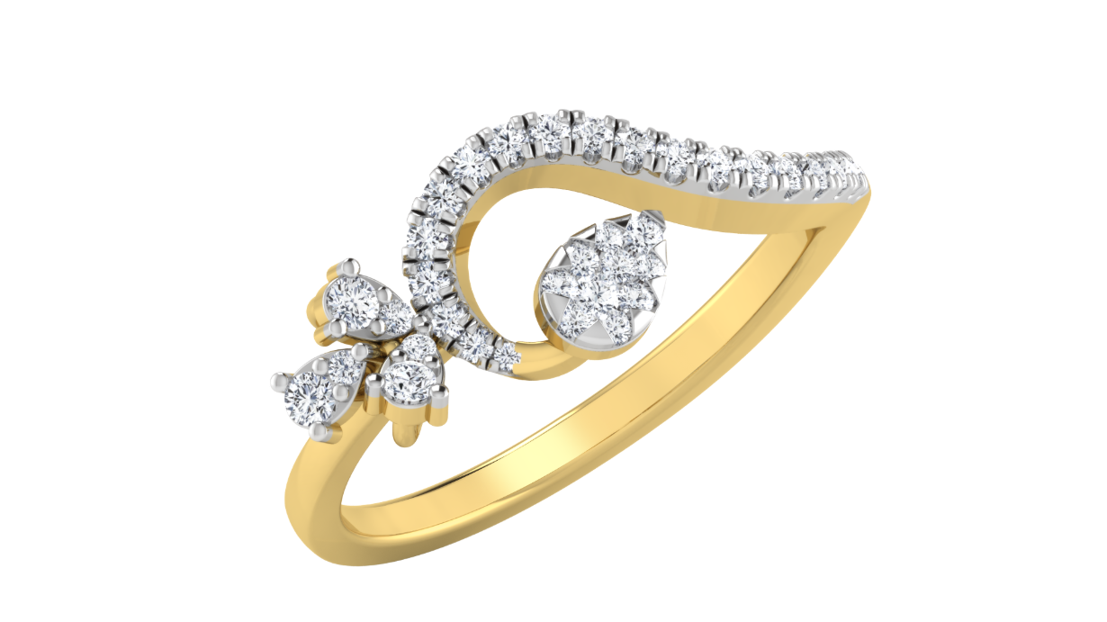Golden Silhouette Diamond Halo Ring